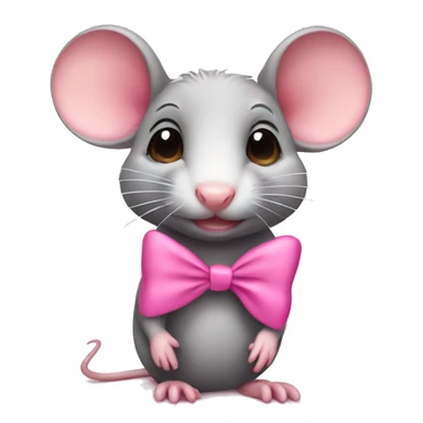 cute girly rat with pink bow  sticker