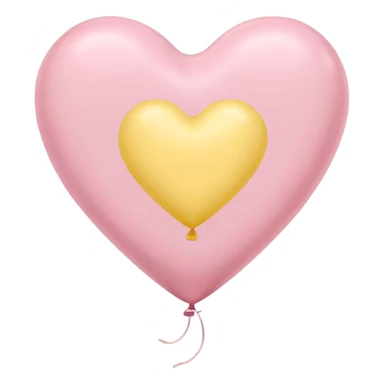 The heart is a balloon in soft pink, beige and yellow pastel light sticker