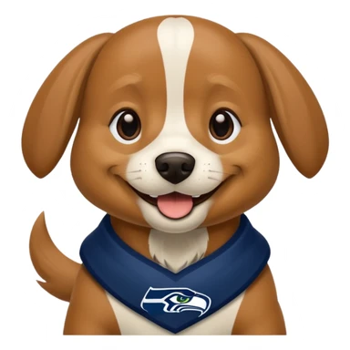 Brown tan dog with Seattle Seahawks gear sticker