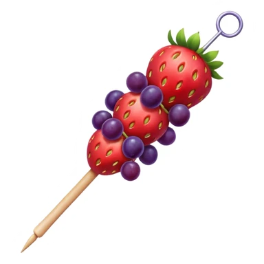 Strawberry and grape on a skewer in the pattern of singular strawberry singular grape singular strawberry singular grape sticker