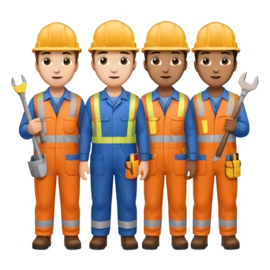 group of multiracial railway engineer standing full body sticker