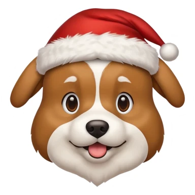 dog wearing Santa hat and Christmas lights sticker