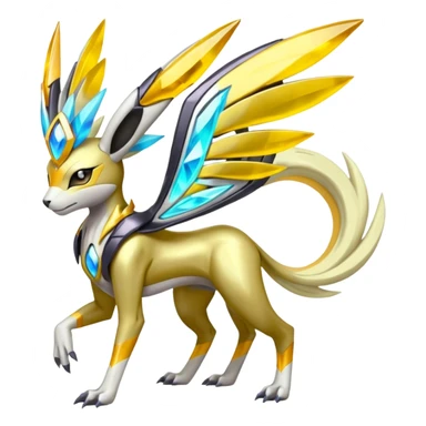 Colorful Futuristic Meloetta-Manectric-Solgaleo-Raikou-Pokémon-Digimon-Fakémon-fusion-hybrid-creature sticker