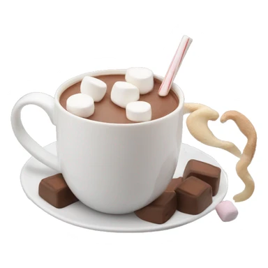 Hot chocolate in white mug and marshmallows on top sticker