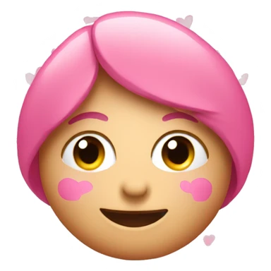 Pink emoji with pink hearts for blush sticker