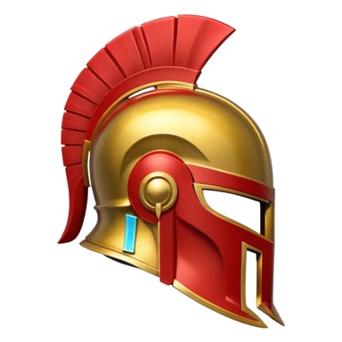 Side view of a gold and red Spartan helment sticker