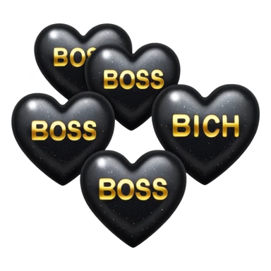 Black Hearts and crowns with glitter and the words boss bitch sticker
