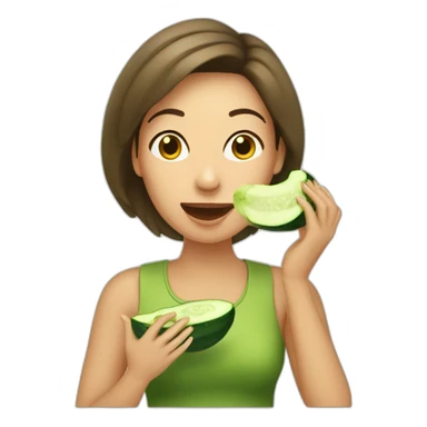 Woman eating cucumber sticker