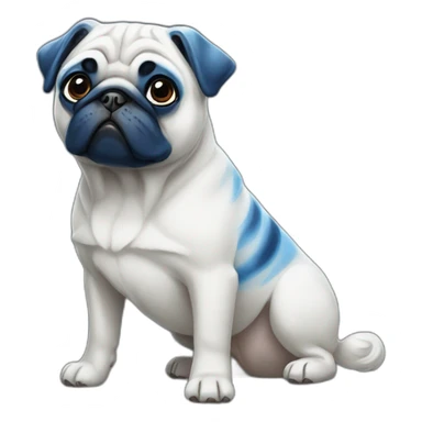 blue and white painted pug sticker