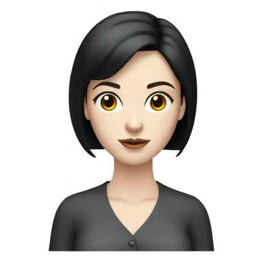 pale skin young woman with black bob in blouse sticker