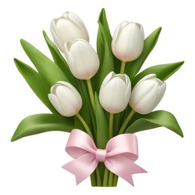 White tulips bouquet with light pink bow  sticker
