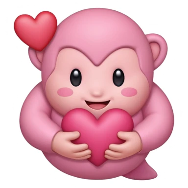 create a chibi sticker of Kirby smiling with a heart in his hands sticker