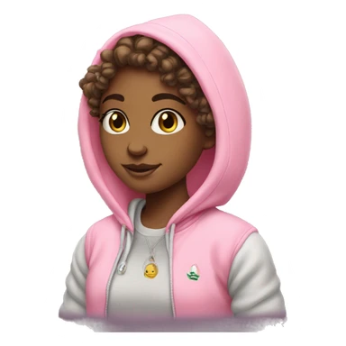 preppy girl with pink palm puff hoodie badde sticker