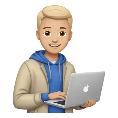 A typical IT specialist, a guy who looks stylish, has a laptop in his hands, he wears casual clothes  sticker