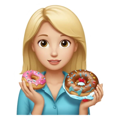 blonde female holding donut sticker