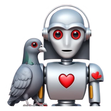 Dracula Robot in love with Pigeon sticker