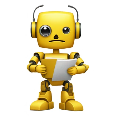 yellow robot with a notepad in his hands sticker