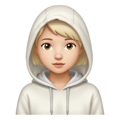 A beautiful short-haired girl wearing a white hooded sweatshirt sticker