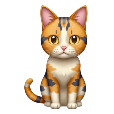 full body colourful calico tabby cat with disproportioned head with an anxious face sticker