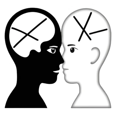 two silhouettes with intersecting speech lines sticker