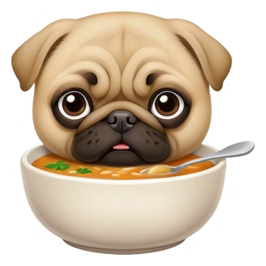 make a pug eating soup sticker