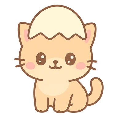 adorable kitten with an egg hat, charming and lighthearted, playful and colorful sticker