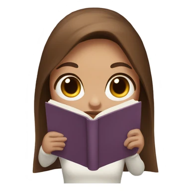 Memoji girl with long brown hair holding book sticker