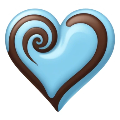 Heart emoji that is dark brown and light blue swirled  sticker