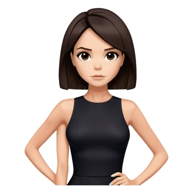 Victoria Beckham with dark brown hair in a short bob cut wearing a short black bodycon dress sticker