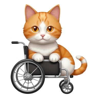 full body small short hair ginger and white cat with orange eyes walking in a wheelchair for cats sticker