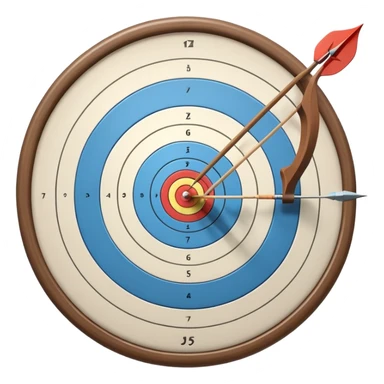 the recursive bow with an arrow drawn back, aimed at a target with concentric rings. The background suggests a calm, outdoor archery range, emphasizing the precision, focus, and skill required in archery as a competitive sport. sticker
