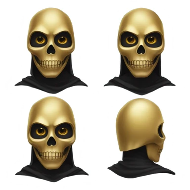 Hunter in black cape and a perfect gold skull jaw mask from death Stranding, full body front and back sticker