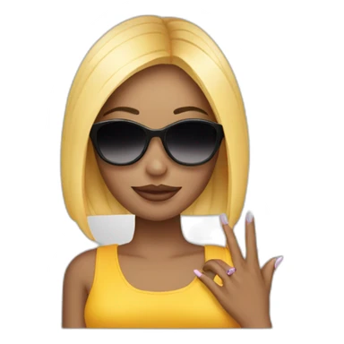 girl with long nails fingers intertwined and sunglasses on sticker