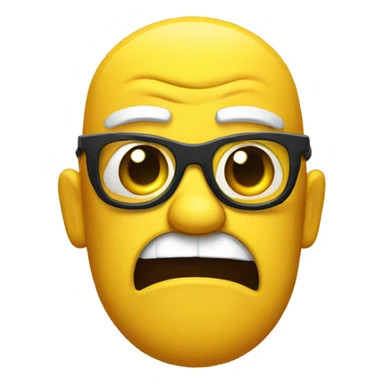 a yellow emoji with very very big glasses the emoji very angry and emoji saw to the right side sticker