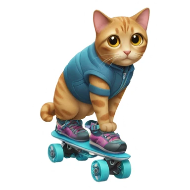 cat with rollerblades sticker