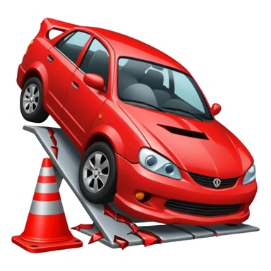 car crashed to a trafic barrier sticker