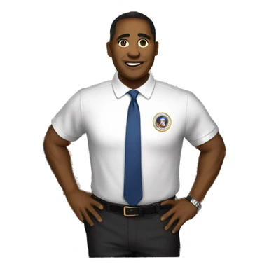 an African-American politician in a polo shirt sits on a congressional floor  sticker
