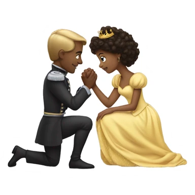 a prince on his knees kissing the hand of a princess sticker