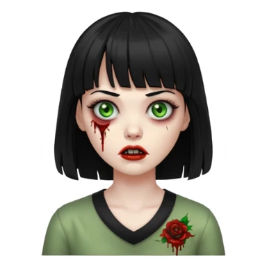 Zombie woman with bangs and black hair sticker