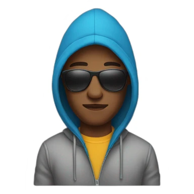 a man in hoodie in sunglasses on the face sticker