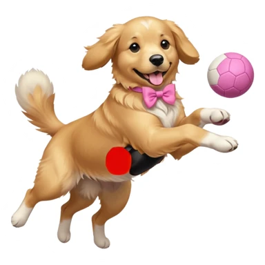 girly dog with a pink bow jumping in the air to catch a ball sticker
