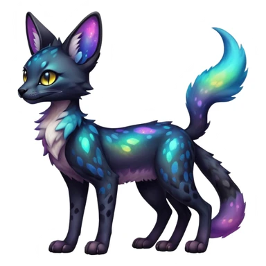 Cute Kawaii Epic Colorful Dark Black Iridescent Nebula Sergal-Serval-Vernid full body sticker