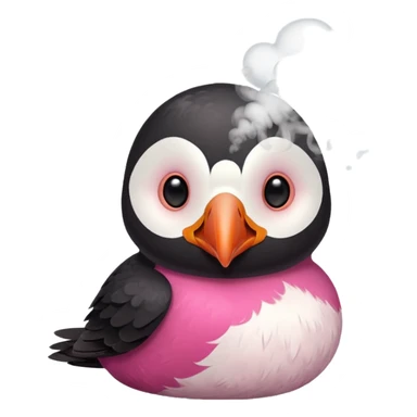 pink puffin steam blow steam sticker