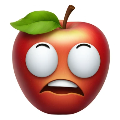 Apple with a face sticker