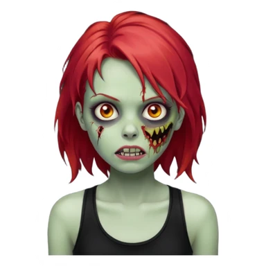 zombie girl with red hair and black tank top  sticker