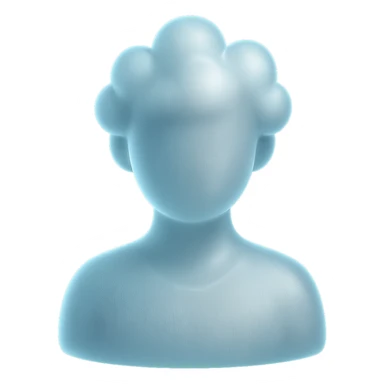 front view, person made of fluffy white clouds, shoulder up, matte glass style sticker