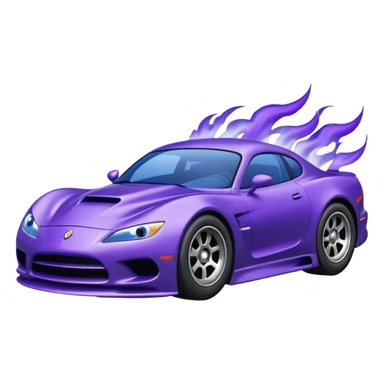 Purple car drifting with navy blue flames coming out of the rear tires. sticker