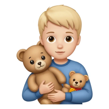 kid with teddy bear sticker