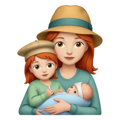 red haired Mother with Hats with her baby sticker