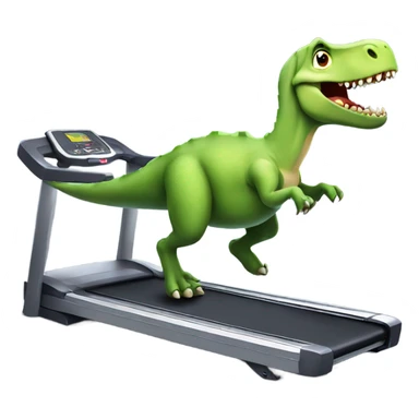 Fitness dinosaur running on treadmill sticker